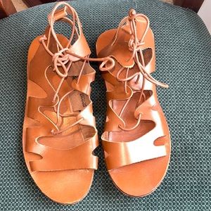 TopShop Strappy Caramel Leather Sandals